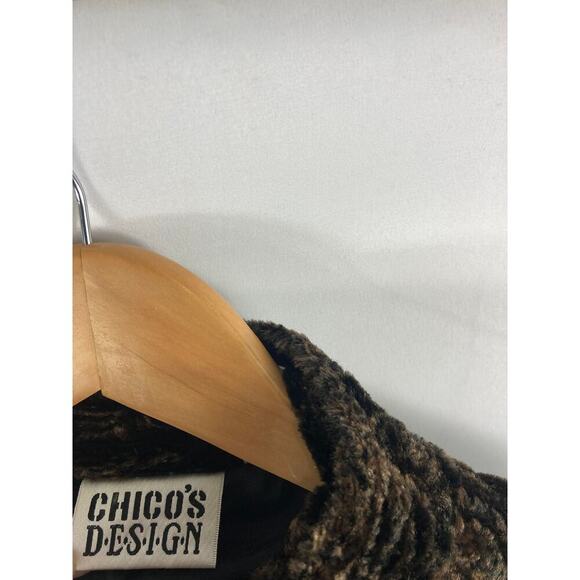 Chicos Faux Fur Zip Up Jacket Size 0 / Small - Picture 3 of 5